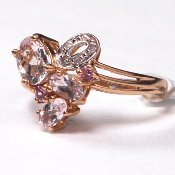 10k Pink Morganite Sapphire Ring SOLID Yellow Gold NEW - Picture 3 of 9